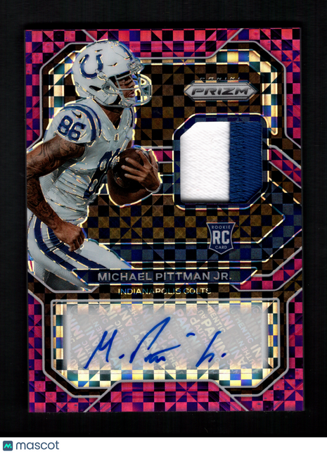 Michael Pittman Jr. 2020 Panini Prizm #14 Purple Power /49 Rookie Patch RC Auto