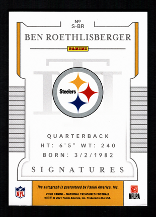 Ben Roethlisberger 2020 Panini National Treasures #S-BR Signatures /10 Auto