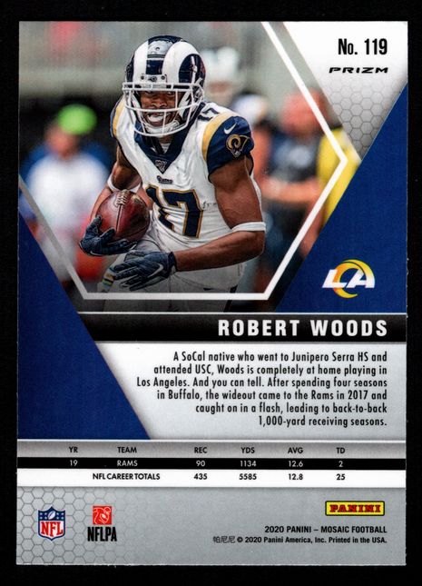 Robert Woods 2020 Panini Mosaic #119 Peacock Choice SSP Los Angeles Rams
