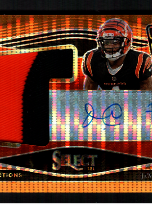Ja'Marr Chase 2021 Panini Select Prime Selections Orange /25 Patch RC Auto