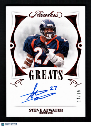 Steve Atwater 2020 Panini Flawless #GR-STA Ruby /15 Greats Auto Broncos