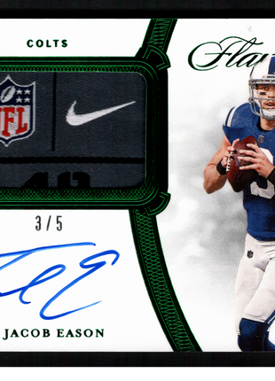 Jacob Eason 2020 Panini Flawless #RPA-JEA Emerald /5 Laundry Tag RC Auto