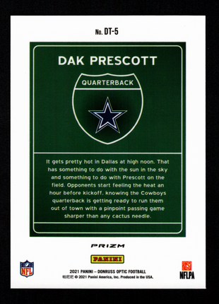 Dak Prescott 2021 Panini Donruss Optic #DT-5 Downtown Case Hit SSP Cowboys