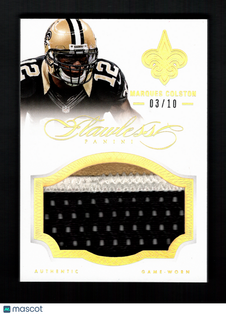 Marques Colston 2014 Panini Flawless #44 Game-Worn Jumbo Patch /10 Gold Saints