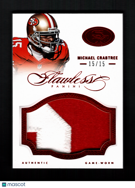 Michael Crabtree 2014 Panini Flawless #48 Game-Worn Jumbo Patch Ruby /15 49ers