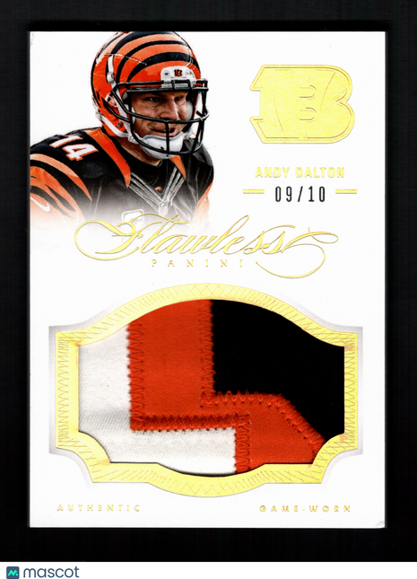 Andy Dalton 2014 Panini Flawless #6 Game-Worn Jumbo Patch Gold /10 Bengals
