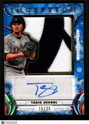Tarik Skubal 2025 Topps Inception #IAJP-TS Blue /25 Patch Auto Tigers