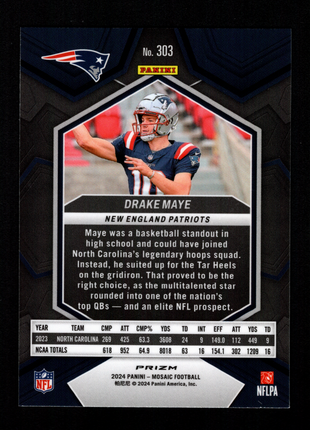 Drake Maye 2024 Panini Mosaic #303 Blue Reactive Rookie RC Patriots