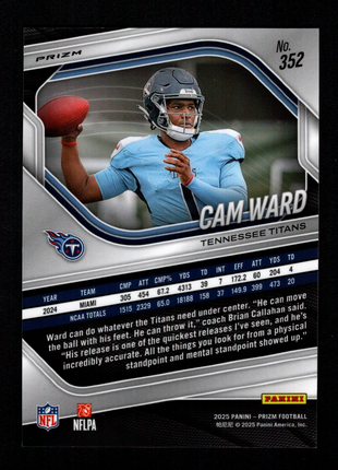 Cam Ward 2025 Panini Prizm #352 Silver Prizm Rookie RC Titans