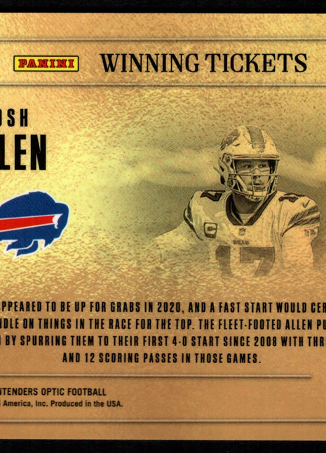 Josh Allen 2020 Panini Contenders Optic #WT12 Winning Tickets Silver Bills