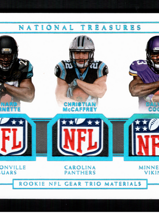 Christian McCaffrey/Cook/Fournette 2017 National Treasures 1/1 Triple Shield RC