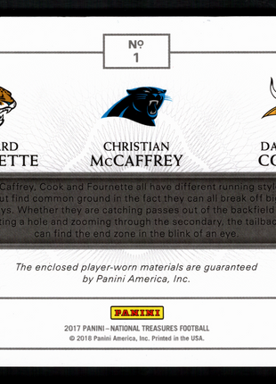 Christian McCaffrey/Cook/Fournette 2017 National Treasures 1/1 Triple Shield RC