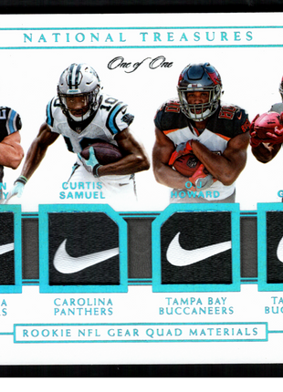 Christian McCaffrey 2017 National Treasures #10 1/1 Rookie Quad Nike Swoosh