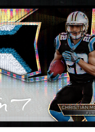Christian McCaffrey 2017 Panini Spectra #211 Pulsar /10 Rookie Patch RC Auto