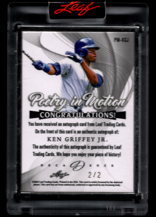 Ken Griffey Jr. 2022 Leaf Decadence  #PM-KGJ Poetry in Motion /2 Auto Sealed