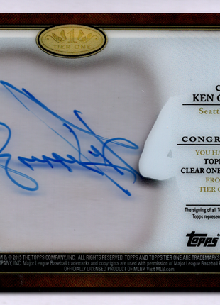Ken Griffey Jr. 2015 Topps Tier One #COA-KG Clear /25 Autograph Auto Mariners