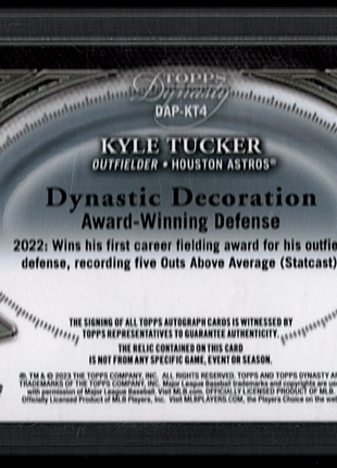 Kyle Tucker 2023 Topps Dynasty #DAP-KT4 Patch Autograph /10 Auto Sealed