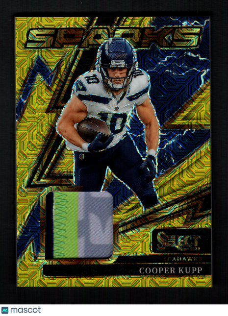 Cooper Kupp 2025 Panini Select #SPK-CKP Sparks Gold /10 3-Color Patch Seahawks