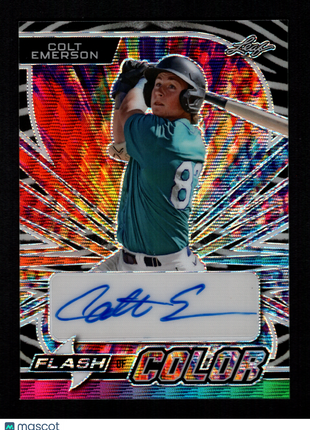 Colt Emerson 2023 Leaf Flash of Color #FC-CE1 Zebra /4 Auto Mariners
