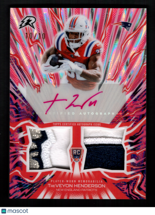 TreVeyon Henderson 2025 Topps Resurgence Pink /10 Amped Up Rookie Patch Auto