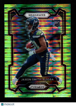 Jaxon Smith-Njigba 2023 Panini Prizm #390 Neon Green Pulsar RC Seahawks