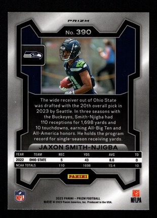 Jaxon Smith-Njigba 2023 Panini Prizm #390 Neon Green Pulsar RC Seahawks