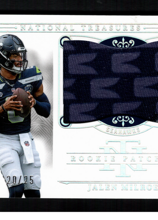 Jalen Milroe 2025 Panini National Treasures #220 Rookie Patches /25 RC Seahawks