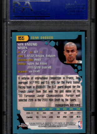 Tony Parker 2001-02 Topps Chrome #155 Rookie RC PSA10 GEM MT Spurs