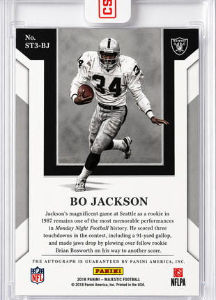 Bo Jackson 2018 Panini Majestic #ST3-BJ Gold /10 Autograph Auto Encased Raiders