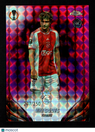 Mika Godts 2024 Topps Chrome UEFA CC #121 Pink Geometric /250 Rookie RC AFC Ajax