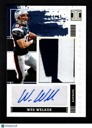 Wes Welker 2025 Panini Impeccable #IPA-WWR Immense Patch /49 Auto Patriots