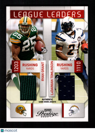LaDainian Tomlinson/Ryan Grant 2009 Playoff Prestige Game-Worn /250 Dual Patch