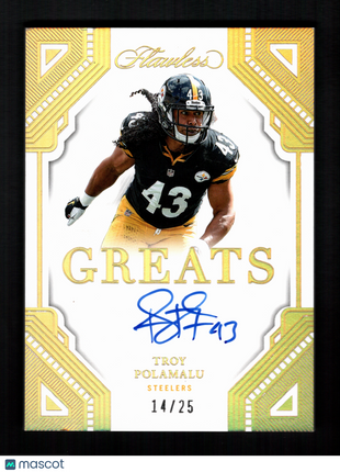 Troy Polamalu 2023 Panini Flawless #G-TPO Greats Gold /25 Auto Steelers