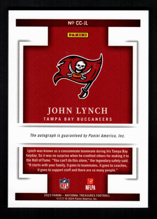 John Lynch 2023 Panini National Treasures #CC-JL Canton Calligraphy /99 Auto