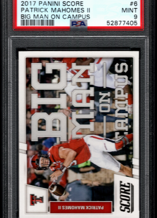 Patrick Mahomes II 2017 Panini Score #6 Big Man On Campus RC PSA9 MINT Chiefs
