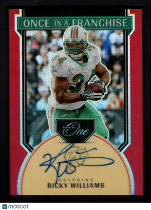 Ricky Williams 2025 Panini One #344 Red /60 Once in a Franchise Auto Dolphins