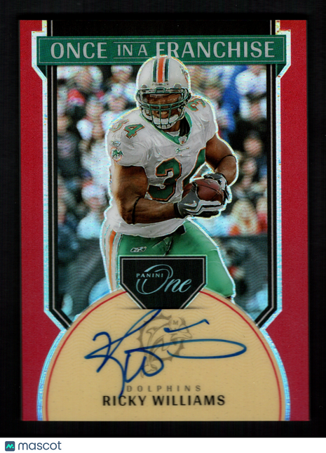 Ricky Williams 2025 Panini One #344 Red /60 Once in a Franchise Auto Dolphins