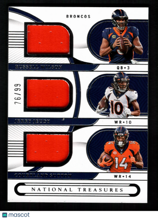 Russell Wilson/Jeudy/Sutton 2023 National Treasures Triple Patch /99 Broncos
