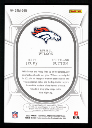 Russell Wilson/Jeudy/Sutton 2023 National Treasures Triple Patch /99 Broncos