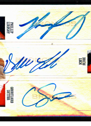 Courtland Sutton/Lock/Lindsay 2019 Panini Phoenix #TP-DEN Triple Patch /25 Auto