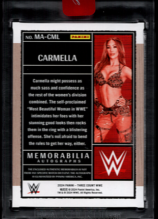 Carmella 2024 Panini Three Count WWE #MA-CML Patch Auto /99 Sealed