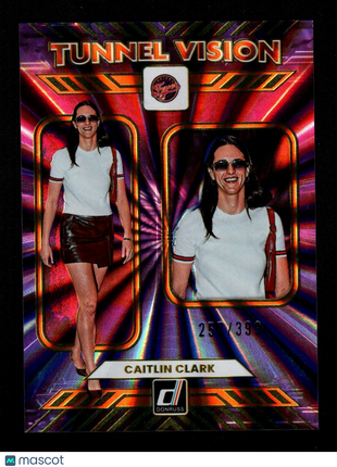 Caitlin Clark 2025 Panini Donruss #1 Tunnel Vision Orange Lazer /399 Fever