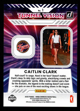 Caitlin Clark 2025 Panini Donruss #1 Tunnel Vision Orange Lazer /399 Fever