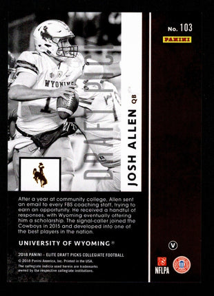 Josh Allen 2018 Panini Elite DP #103 White Jersey Red /49 Aspirations RC Bills