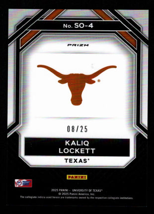Kaliq Lockett 2025 Prizm NIL Student Orientation Silver Vinyl /25 Longhorns