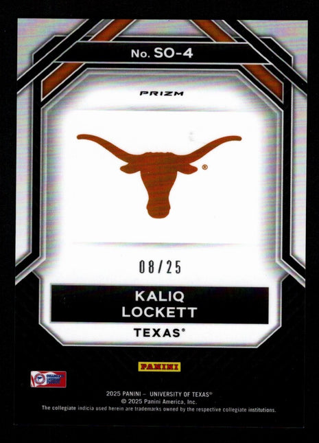 Kaliq Lockett 2025 Prizm NIL Student Orientation Silver Vinyl /25 Longhorns