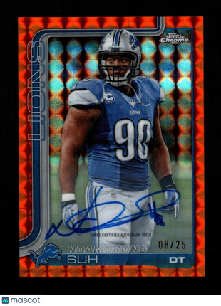 Ndamukong Suh 2025 Topps Chrome #CLA-NS Orange Geometric Refractor /25 Auto