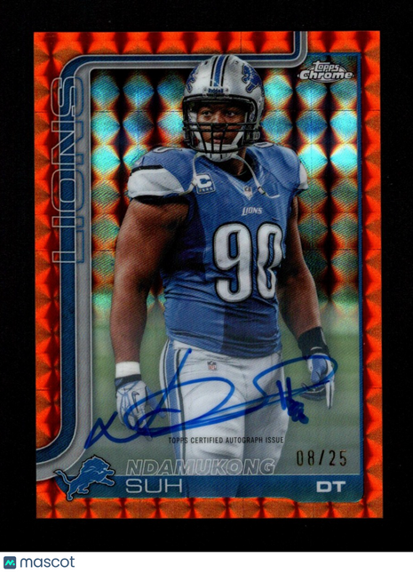 Ndamukong Suh 2025 Topps Chrome #CLA-NS Orange Geometric Refractor /25 Auto
