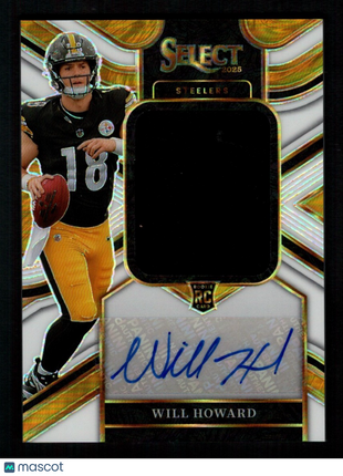 Will Howard 2025 Panini Select #JRS-WHD White Prizm /75 Rookie Patch Auto