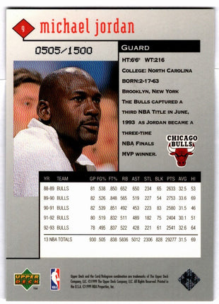 Michael Jordan 1999 Upper Deck Black Diamond #9 Gold Foil /1500 Chicago Bulls